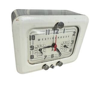 Vintage Westinghouse TC-81 Clock Timer MCM Art Deco Nice White Stove Appliance
